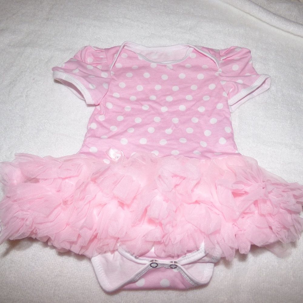 Baby Girls Tulle Tutu Bodysuit/ Onesie Pink